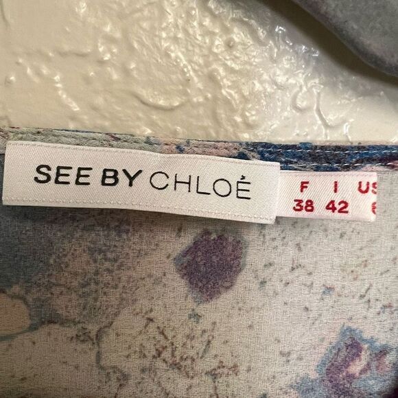 See by Chloe floral sheer mesh long sleeve tunic top size 6 - Picture 4 of 6